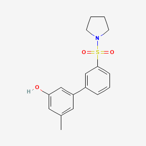 molecular formula C17H19NO3S B6372720 3-Methyl-5-[3-(pyrrolidinylsulfonyl)phenyl]phenol, 95% CAS No. 1261960-87-5