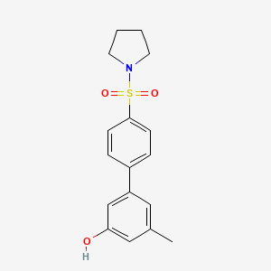 molecular formula C17H19NO3S B6372728 3-Methyl-5-[4-(pyrrolidinylsulfonyl)phenyl]phenol, 95% CAS No. 1261960-90-0