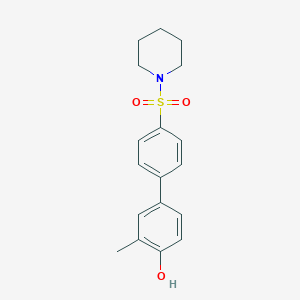 molecular formula C18H21NO3S B6372756 2-Methyl-4-[4-(piperidin-1-ylsulfonyl)phenyl]phenol, 95% CAS No. 1261917-88-7