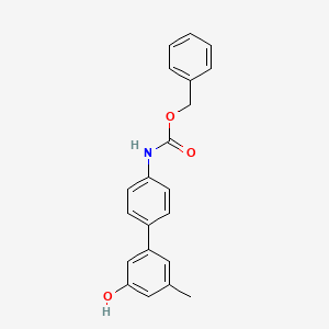 molecular formula C21H19NO3 B6372792 5-(4-Cbz-Aminopheny)-3-methylphenol, 95% CAS No. 1261942-89-5