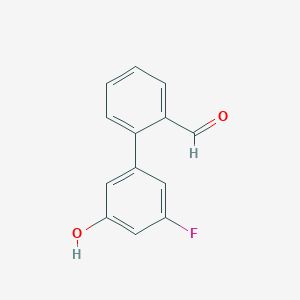 molecular formula C13H9FO2 B6372944 3-Fluoro-5-(2-formylphenyl)phenol, 95% CAS No. 1261897-22-6