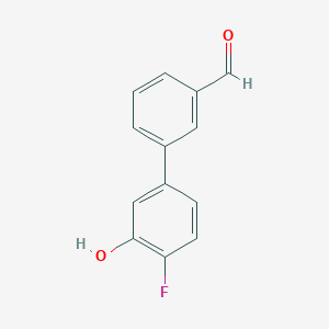 molecular formula C13H9FO2 B6372997 2-Fluoro-5-(3-formylphenyl)phenol, 95% CAS No. 1261978-62-4