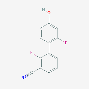 molecular formula C13H7F2NO B6373581 4-(3-Cyano-2-fluorophenyl)-3-fluorophenol, 95% CAS No. 1261888-57-6