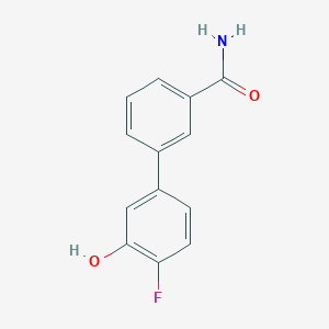 molecular formula C13H10FNO2 B6373630 5-(3-Aminocarbonylphenyl)-2-fluorophenol, 95% CAS No. 1261897-32-8