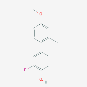molecular formula C14H13FO2 B6373656 2-Fluoro-4-(4-methoxy-2-methylphenyl)phenol, 95% CAS No. 1261961-30-1