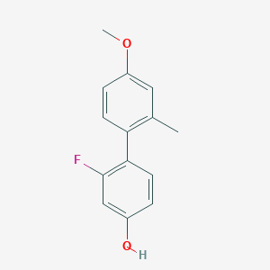 molecular formula C14H13FO2 B6373663 3-Fluoro-4-(4-methoxy-2-methylphenyl)phenol, 95% CAS No. 1261961-33-4
