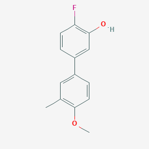 molecular formula C14H13FO2 B6373730 2-Fluoro-5-(4-methoxy-3-methylphenyl)phenol, 95% CAS No. 1261945-49-6