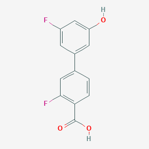 molecular formula C13H8F2O3 B6374371 5-(4-Carboxy-3-fluorophenyl)-3-fluorophenol, 95% CAS No. 1261890-97-4