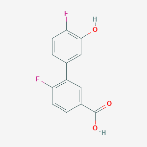 molecular formula C13H8F2O3 B6374380 5-(5-Carboxy-2-fluorophenyl)-2-fluorophenol, 95% CAS No. 1261965-82-5
