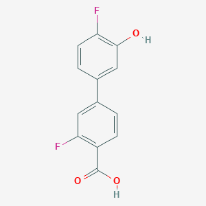 molecular formula C13H8F2O3 B6374388 5-(4-Carboxy-3-fluorophenyl)-2-fluorophenol, 95% CAS No. 1261981-87-6