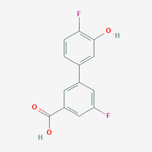 molecular formula C13H8F2O3 B6374393 5-(3-Carboxy-5-fluorophenyl)-2-fluorophenol, 95% CAS No. 1261998-30-4