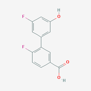 molecular formula C13H8F2O3 B6374415 5-(5-Carboxy-2-fluorophenyl)-3-fluorophenol, 95% CAS No. 1262002-82-3