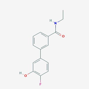 molecular formula C15H14FNO2 B6374724 5-[3-(N-Ethylaminocarbonyl)phenyl]-2-fluorophenol, 95% CAS No. 1261971-70-3