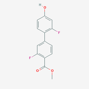 molecular formula C14H10F2O3 B6374762 3-Fluoro-4-(3-fluoro-4-methoxycarbonylphenyl)phenol, 95% CAS No. 1261894-23-8