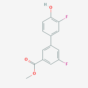 molecular formula C14H10F2O3 B6374770 2-Fluoro-4-(3-fluoro-5-methoxycarbonylphenyl)phenol, 95% CAS No. 1261984-96-6