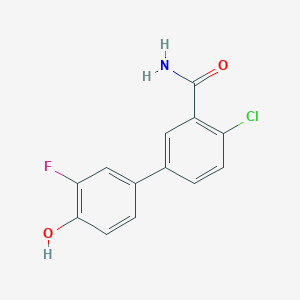 molecular formula C13H9ClFNO2 B6374807 4-(3-Carbamoyl-4-chlorophenyl)-2-fluorophenol, 95% CAS No. 1261947-22-1