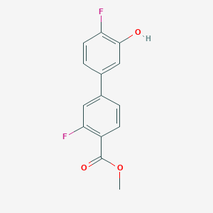 molecular formula C14H10F2O3 B6374821 2-Fluoro-5-(3-fluoro-4-methoxycarbonylphenyl)phenol, 95% CAS No. 1261894-21-6