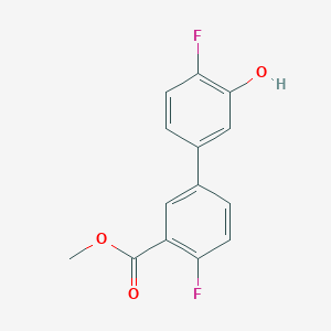 molecular formula C14H10F2O3 B6374848 2-Fluoro-5-(4-fluoro-3-methoxycarbonylphenyl)phenol, 95% CAS No. 1261971-78-1