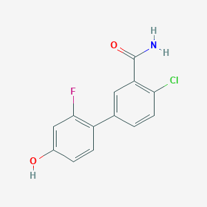 molecular formula C13H9ClFNO2 B6374854 4-(3-Carbamoyl-4-chlorophenyl)-3-fluorophenol, 95% CAS No. 1261947-28-7