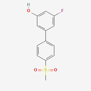 molecular formula C13H11FO3S B6374888 3-Fluoro-5-(4-methylsulfonylphenyl)phenol, 95% CAS No. 1261894-27-2