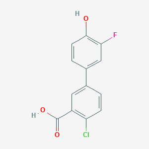 molecular formula C13H8ClFO3 B6374894 4-(3-Carboxy-4-chlorophenyl)-2-fluorophenol, 95% CAS No. 1261971-90-7