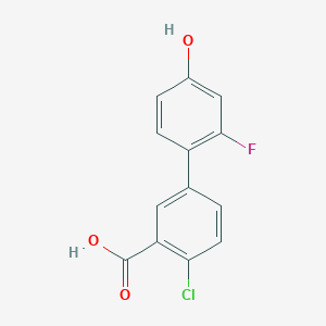 molecular formula C13H8ClFO3 B6374922 4-(3-Carboxy-4-chlorophenyl)-3-fluorophenol, 95% CAS No. 1261888-80-5