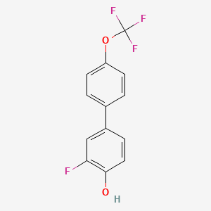 molecular formula C13H8F4O2 B6374960 2-Fluoro-4-(4-trifluoromethoxyphenyl)phenol, 95% CAS No. 1261797-30-1