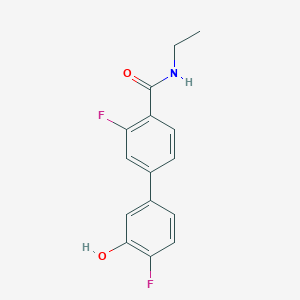 molecular formula C15H13F2NO2 B6375011 5-[4-(Ethylcarbamoyl)-3-fluorophenyl]-2-fluorophenol, 95% CAS No. 1261947-92-5