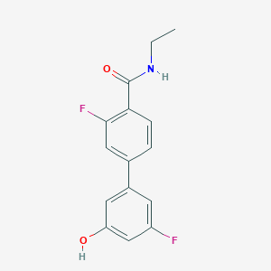molecular formula C15H13F2NO2 B6375038 5-[4-(Ethylcarbamoyl)-3-fluorophenyl]-3-fluorophenol, 95% CAS No. 1261948-03-1