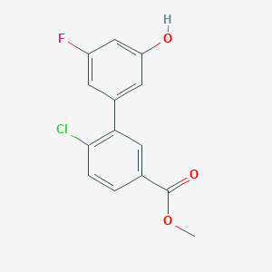 molecular formula C14H10ClFO3 B6375054 5-(2-Chloro-5-methoxycarbonylphenyl)-3-fluorophenol, 95% CAS No. 1261999-11-4