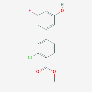 molecular formula C14H10ClFO3 B6375057 5-(3-Chloro-4-methoxycarbonylphenyl)-3-fluorophenol, 95% CAS No. 1261888-83-8