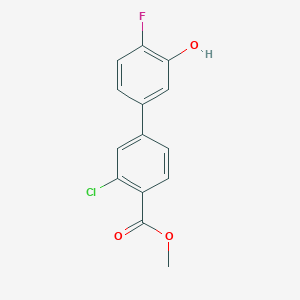 molecular formula C14H10ClFO3 B6375067 5-(3-Chloro-4-methoxycarbonylphenyl)-2-fluorophenol, 95% CAS No. 1261918-66-4