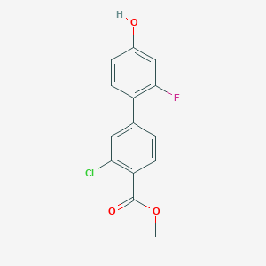 molecular formula C14H10ClFO3 B6375069 4-(3-Chloro-4-methoxycarbonylphenyl)-3-fluorophenol, 95% CAS No. 1262002-94-7