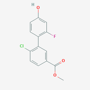 molecular formula C14H10ClFO3 B6375099 4-(2-Chloro-5-methoxycarbonylphenyl)-3-fluorophenol, 95% CAS No. 1261972-18-2