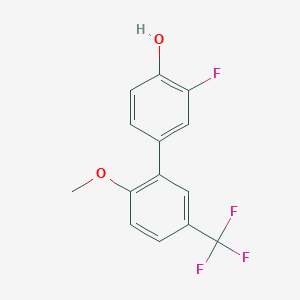 molecular formula C14H10F4O2 B6375102 2-Fluoro-4-(2-methoxy-5-trifluoromethylphenyl)phenol, 95% CAS No. 1261888-84-9