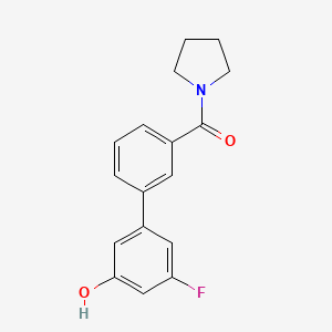 molecular formula C17H16FNO2 B6375107 3-Fluoro-5-(3-pyrrolidinylcarbonylphenyl)phenol, 95% CAS No. 1261918-70-0