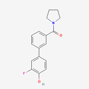 molecular formula C17H16FNO2 B6375112 2-Fluoro-4-(3-pyrrolidinylcarbonylphenyl)phenol, 95% CAS No. 1261948-35-9