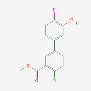 molecular formula C14H10ClFO3 B6375113 5-(4-Chloro-3-methoxycarbonylphenyl)-2-fluorophenol, 95% CAS No. 1261894-37-4