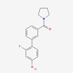 molecular formula C17H16FNO2 B6375122 3-Fluoro-4-(3-pyrrolidinylcarbonylphenyl)phenol, 95% CAS No. 1261952-86-6