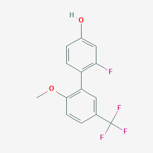 molecular formula C14H10F4O2 B6375133 3-Fluoro-4-(2-methoxy-5-trifluoromethylphenyl)phenol, 95% CAS No. 1261888-88-3
