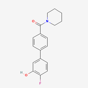 molecular formula C18H18FNO2 B6375276 2-Fluoro-5-[4-(piperidine-1-carbonyl)phenyl]phenol, 95% CAS No. 1261982-26-6
