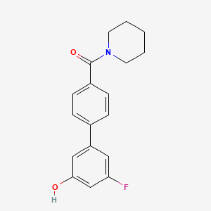 molecular formula C18H18FNO2 B6375278 3-Fluoro-5-[4-(piperidine-1-carbonyl)phenyl]phenol, 95% CAS No. 1261895-70-8