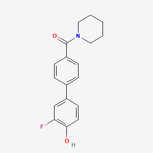 molecular formula C18H18FNO2 B6375283 2-Fluoro-4-[4-(piperidine-1-carbonyl)phenyl]phenol, 95% CAS No. 1261918-78-8