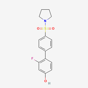 molecular formula C16H16FNO3S B6375327 3-Fluoro-4-[4-(pyrrolidinylsulfonyl)phenyl]phenol, 95% CAS No. 1261943-93-4