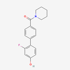 molecular formula C18H18FNO2 B6375344 3-Fluoro-4-[4-(piperidine-1-carbonyl)phenyl]phenol, 95% CAS No. 1261982-32-4