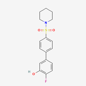 molecular formula C17H18FNO3S B6375395 2-Fluoro-5-[4-(piperidin-1-ylsulfonyl)phenyl]phenol, 95% CAS No. 1261895-77-5