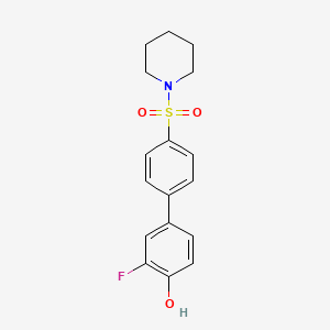 molecular formula C17H18FNO3S B6375397 2-Fluoro-4-[4-(piperidin-1-ylsulfonyl)phenyl]phenol, 95% CAS No. 1261948-97-3