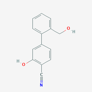 molecular formula C14H11NO2 B6375638 2-Cyano-5-(2-hydroxymethylphenyl)phenol, 95% CAS No. 1262000-01-0