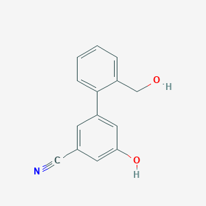 molecular formula C14H11NO2 B6375658 3-Cyano-5-(2-hydroxymethylphenyl)phenol, 95% CAS No. 1261900-97-3