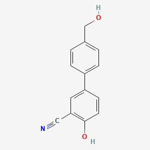 molecular formula C14H11NO2 B6375663 2-Cyano-4-(4-hydroxymethylphenyl)phenol, 95% CAS No. 1262000-12-3